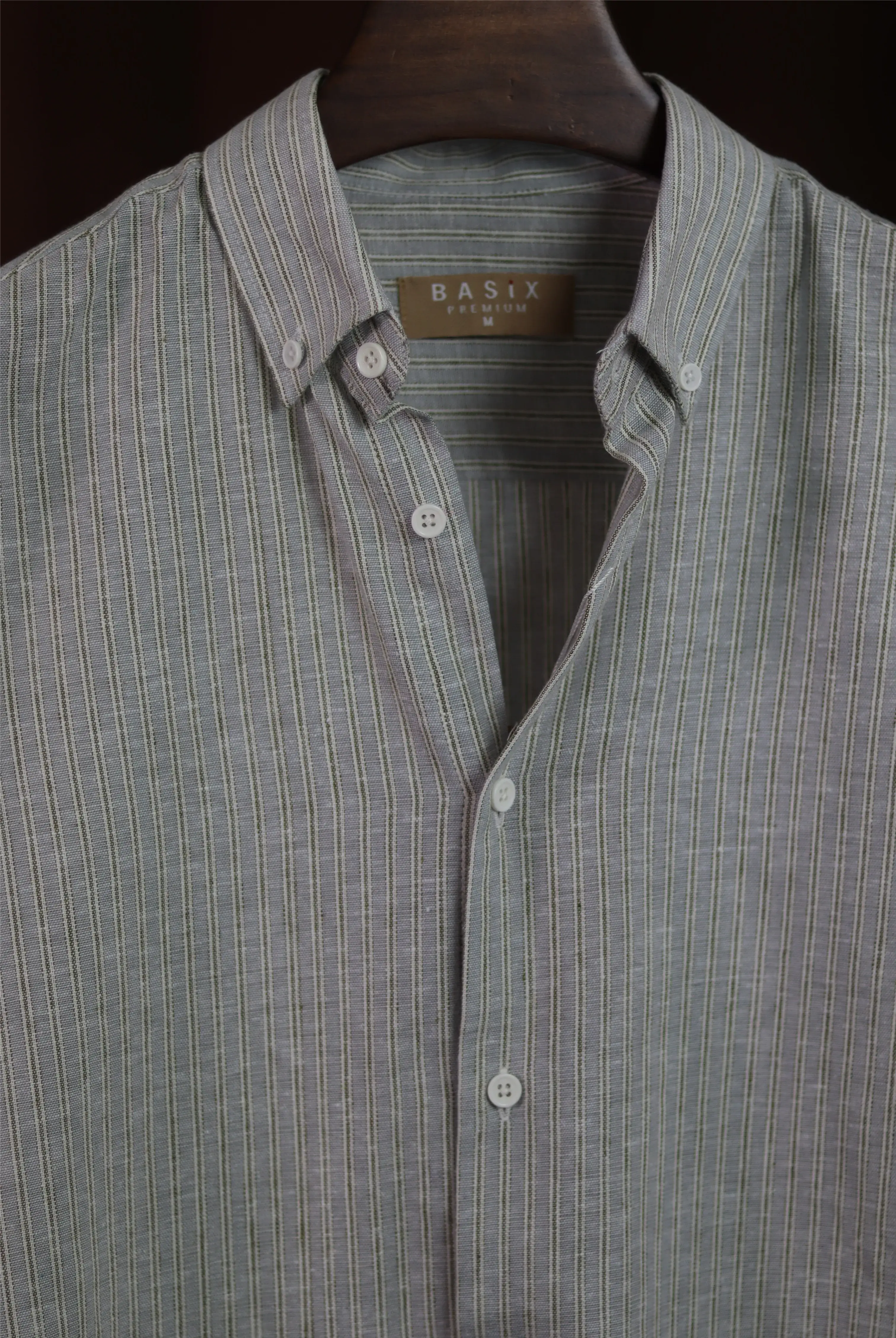 Grey & White Vertical Stripe Shirt