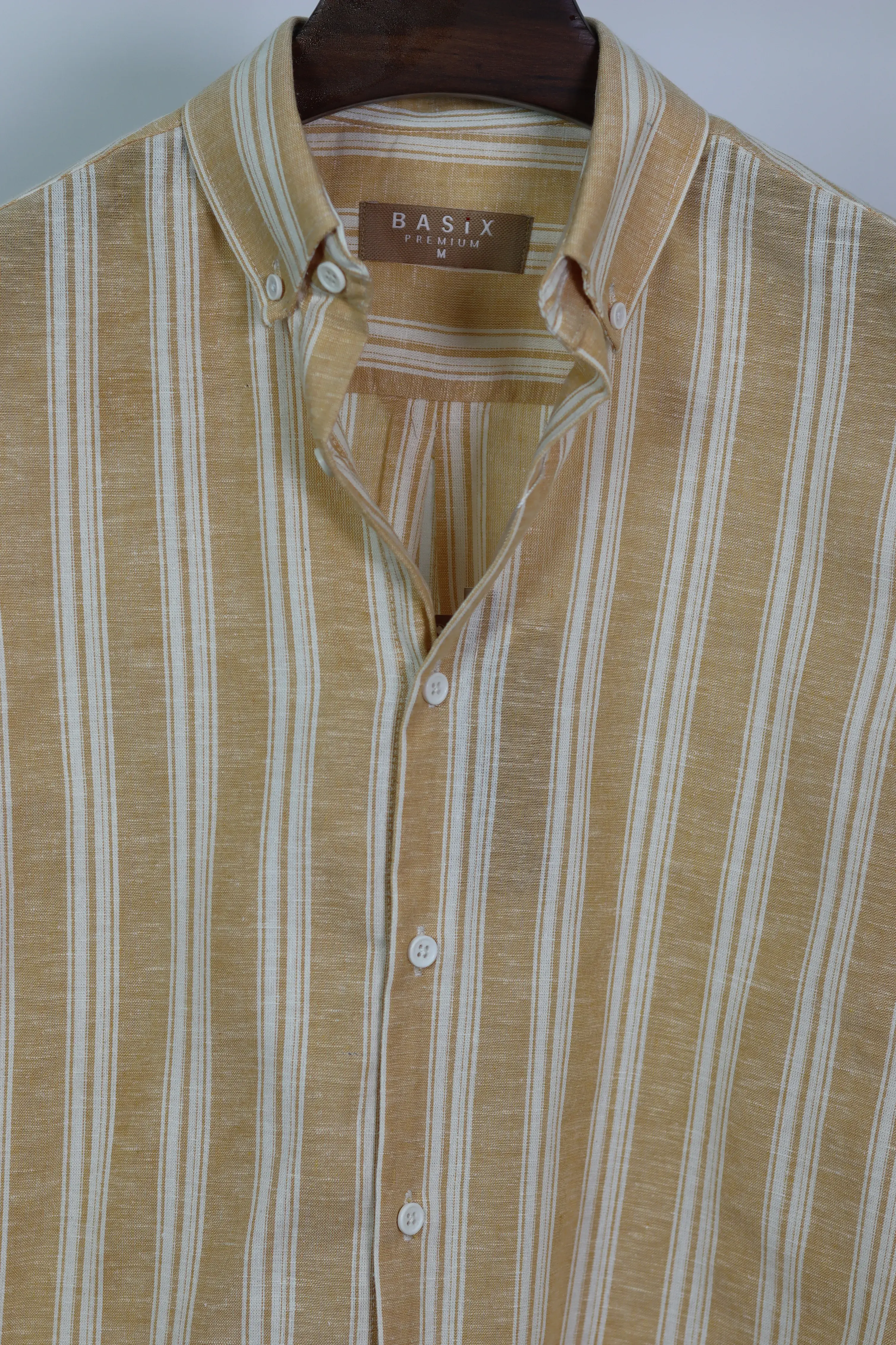 Beige & White Fine Stripe Shirt