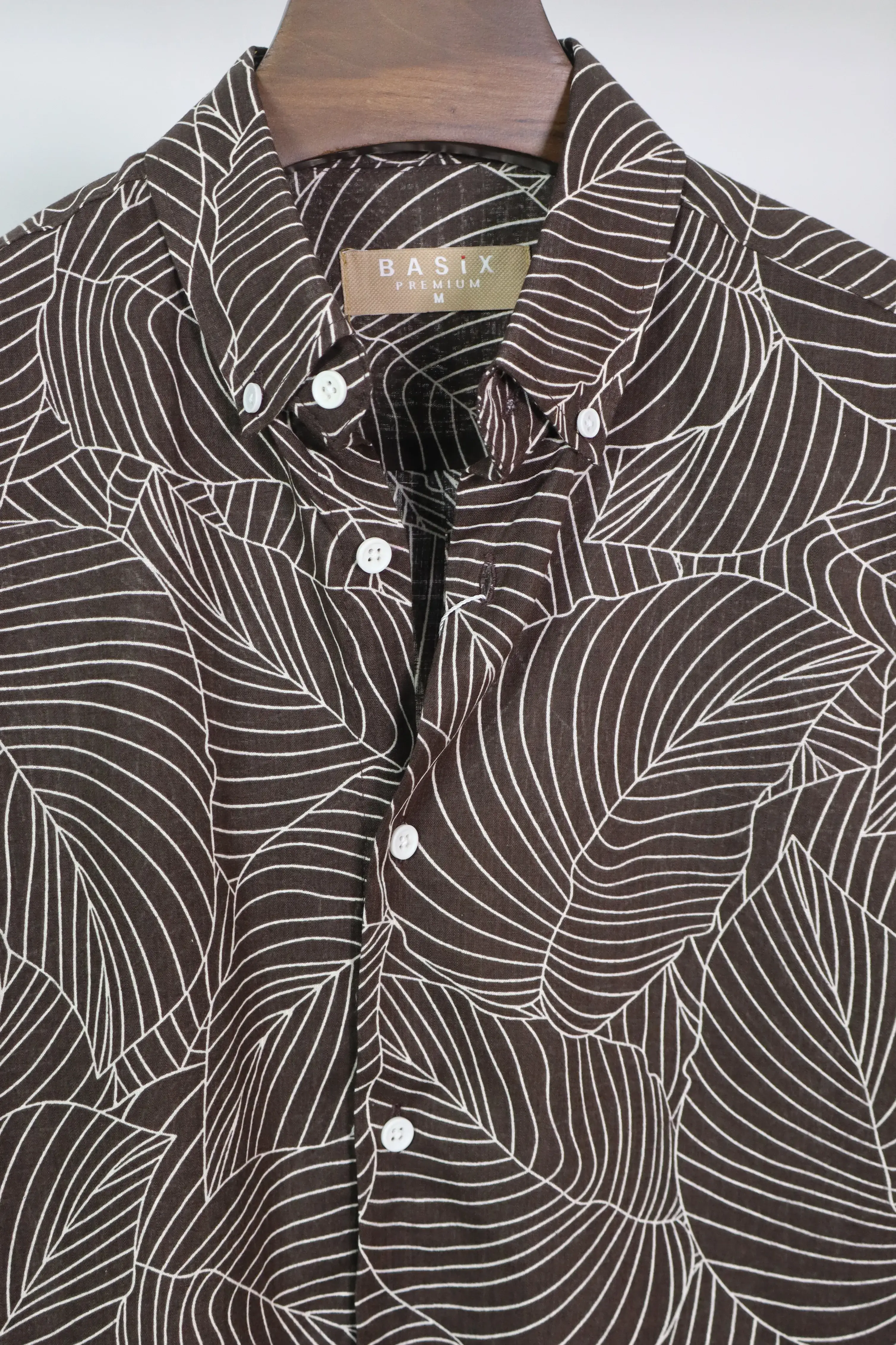 Brown & White Leaf Print Shirt