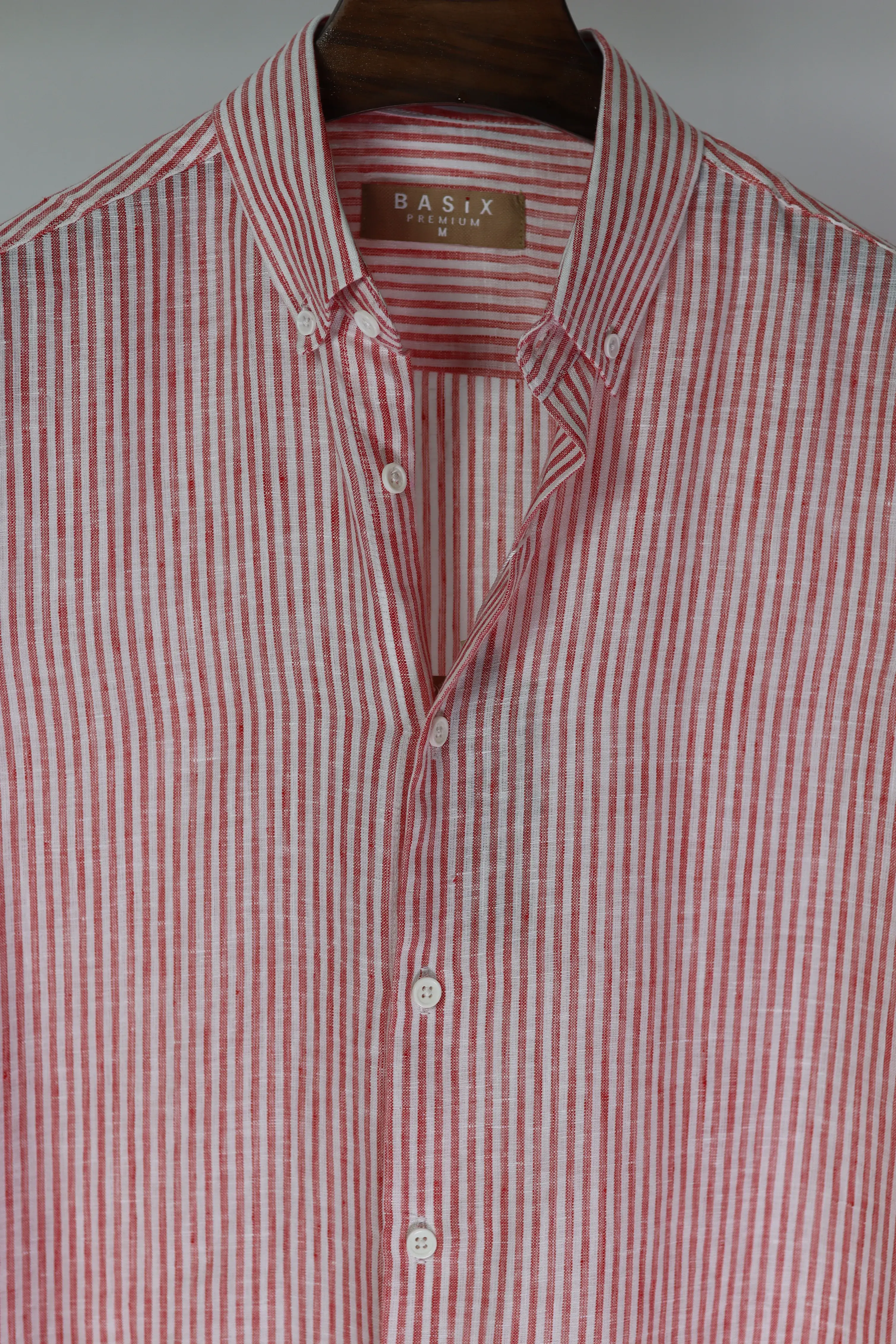 Dusty Pink & White Vertical Stripe Shirt