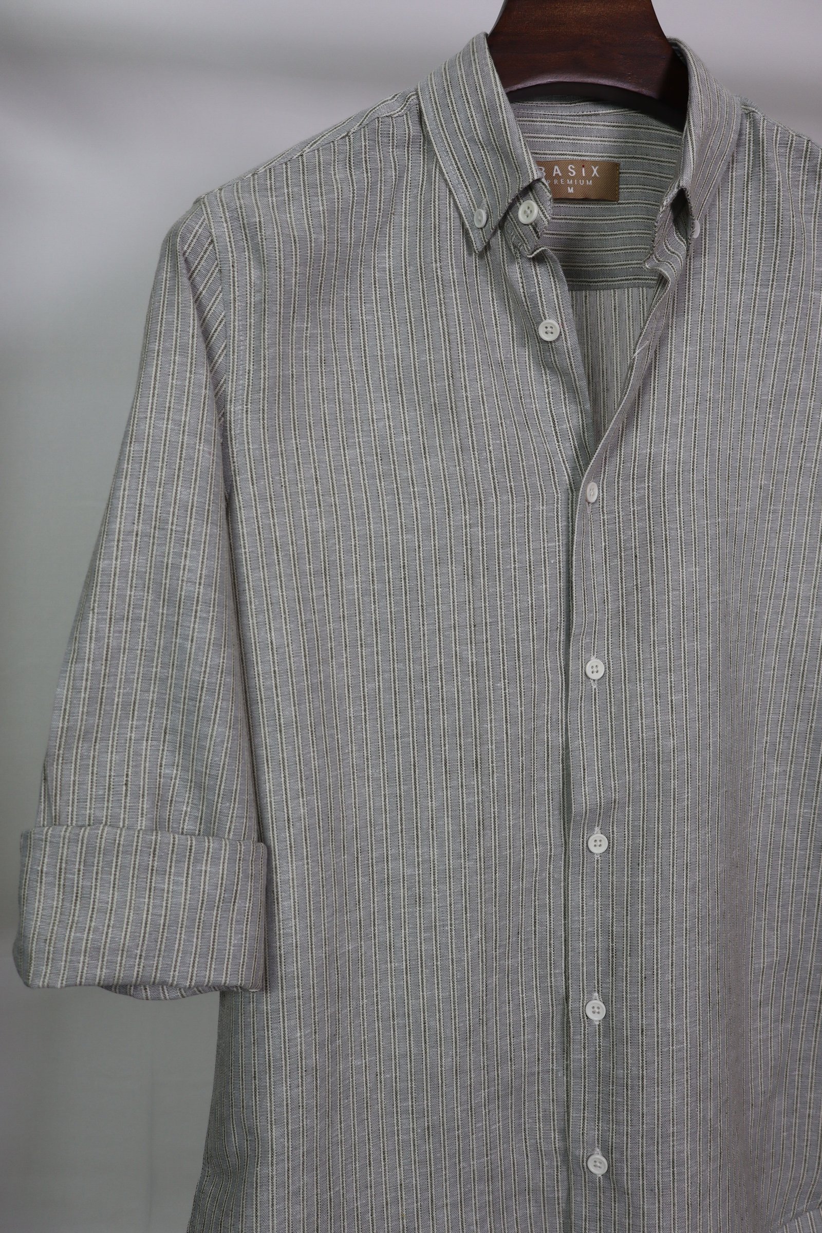 Grey & White Fine Stripe Shirt OFF-WHITE gallery image