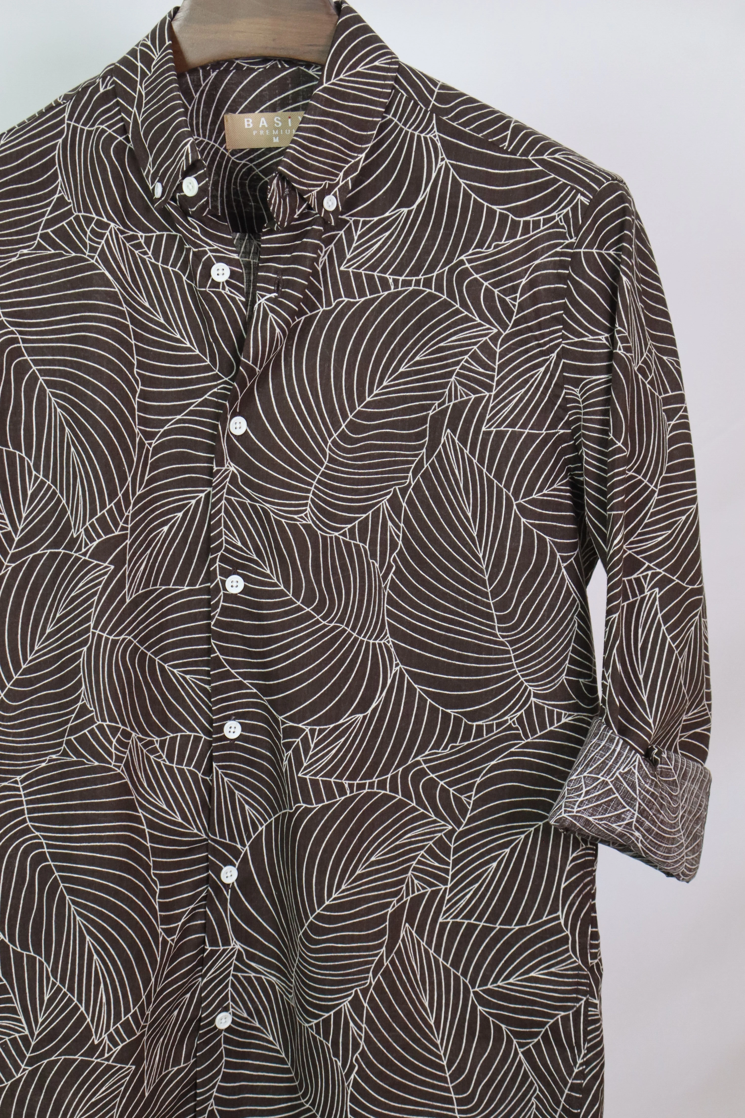 Brown & White Leaf Print Shirt OFF-WHITE gallery image