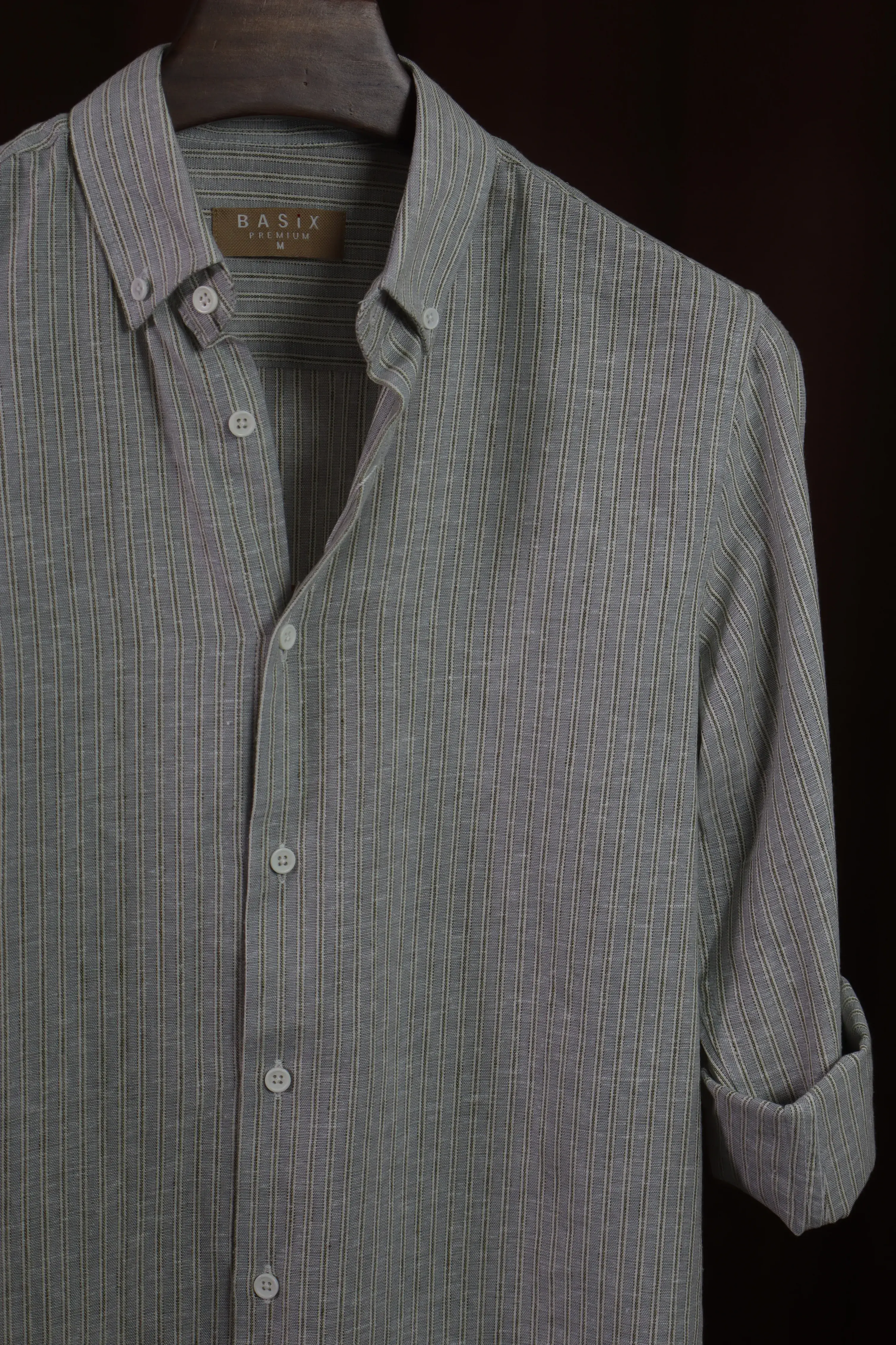 Grey & White Vertical Stripe Shirt OFF-WHITE gallery image